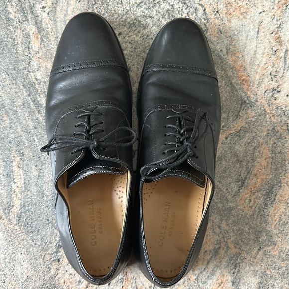 Cole Haan Cambridge Cap Toe Oxfords black leather Mens Brogue size 10 - Picture 5 of 10